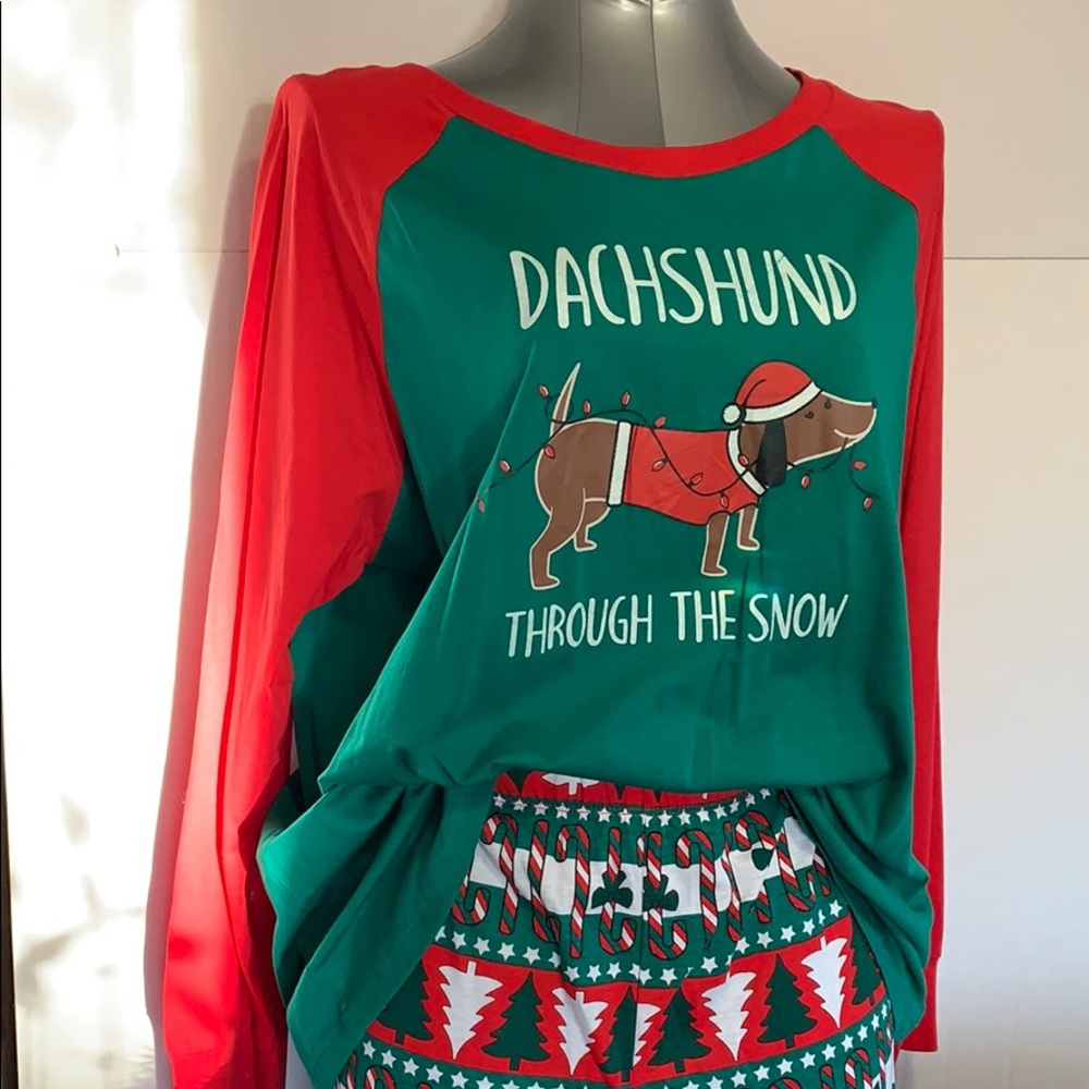 SALE!! Christmas pajama set dashund NWT